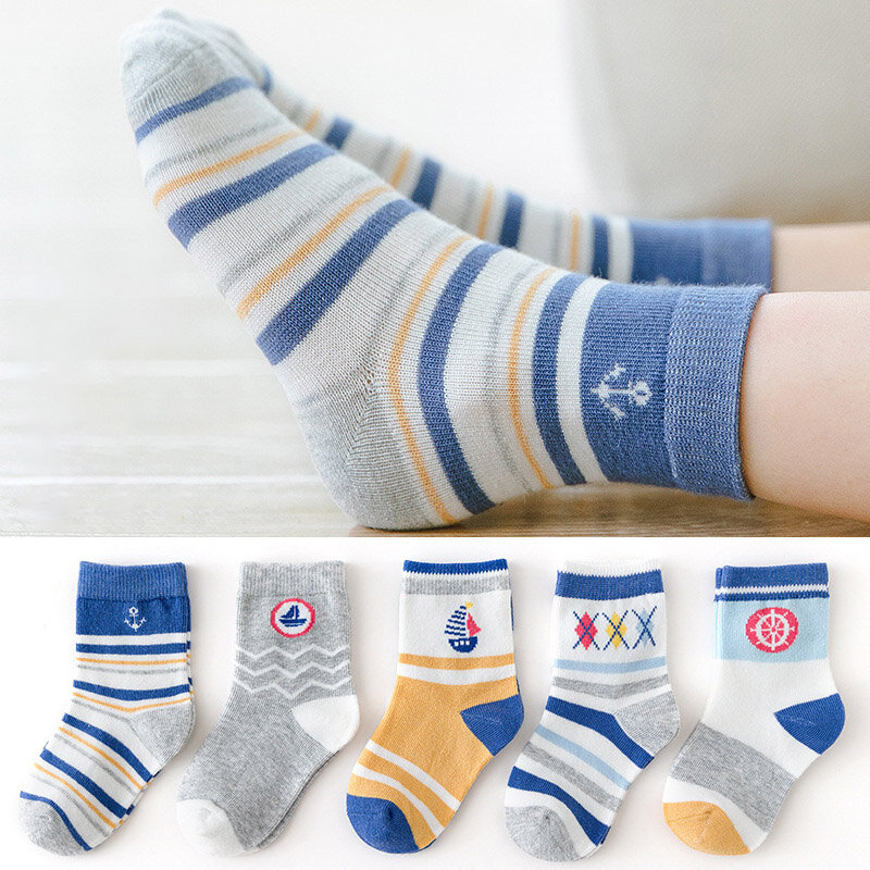 Cotton Baby Kids Socks Autumn Cute Cartoon Boys Sport Socks Comfortable Print Winter Children Socks 5 Pairs/lot Girls Socks