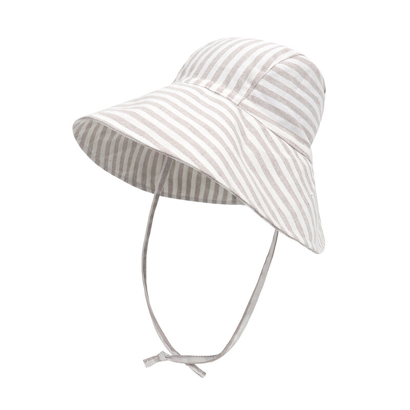 Chapéu de sol do bebê da borda grande verão primavera crianças balde chapéu para meninas meninos algodão linho crianças boné praia viagem crianças chapéus bonés 2m-4y