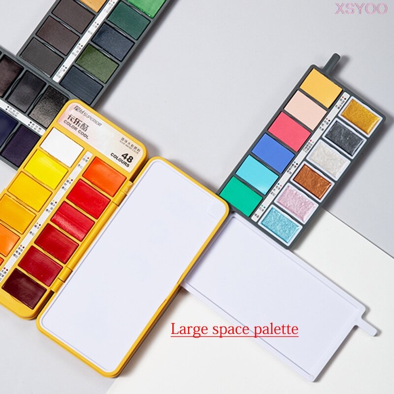 Superior 36/48/60 Colors Watercolor Paint Set Foldable Pigment Paint With Water Brush Pen Travel Water Color Artist Art Supplies