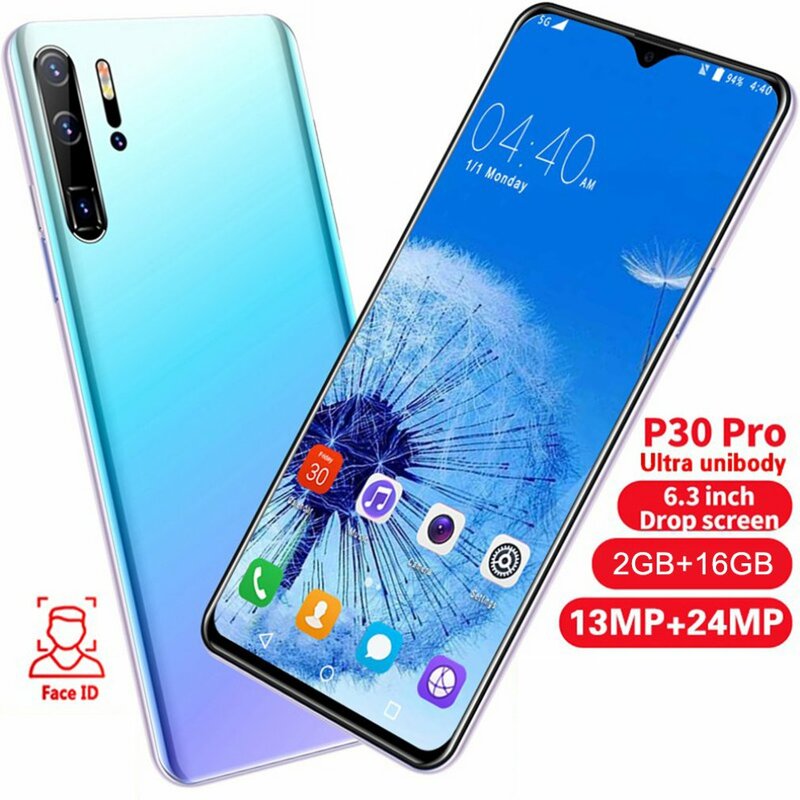P30Pro Smartphone 6.3-Inch Water Drop Large Screen 1 + 16G Water Drop Screen Android System 2800mAh Smart Mobile Phone