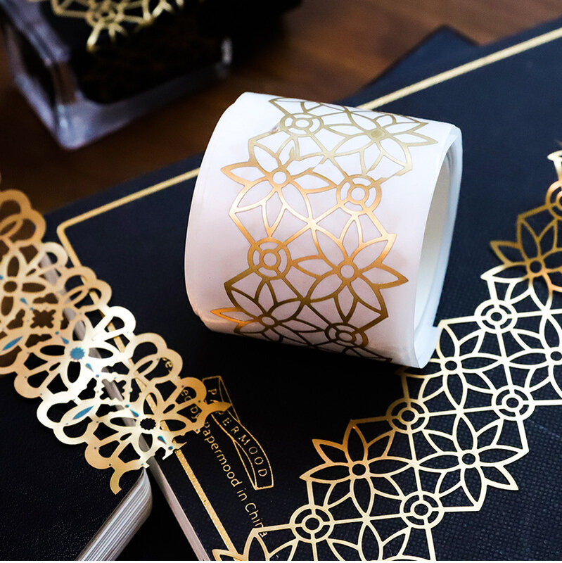 1 sztuk Retro złoty Hollow serii koronki Washi taśma maskująca papier zwalniający naklejki Scrapbooking etykiety papiernicze taśma dekoracyjna