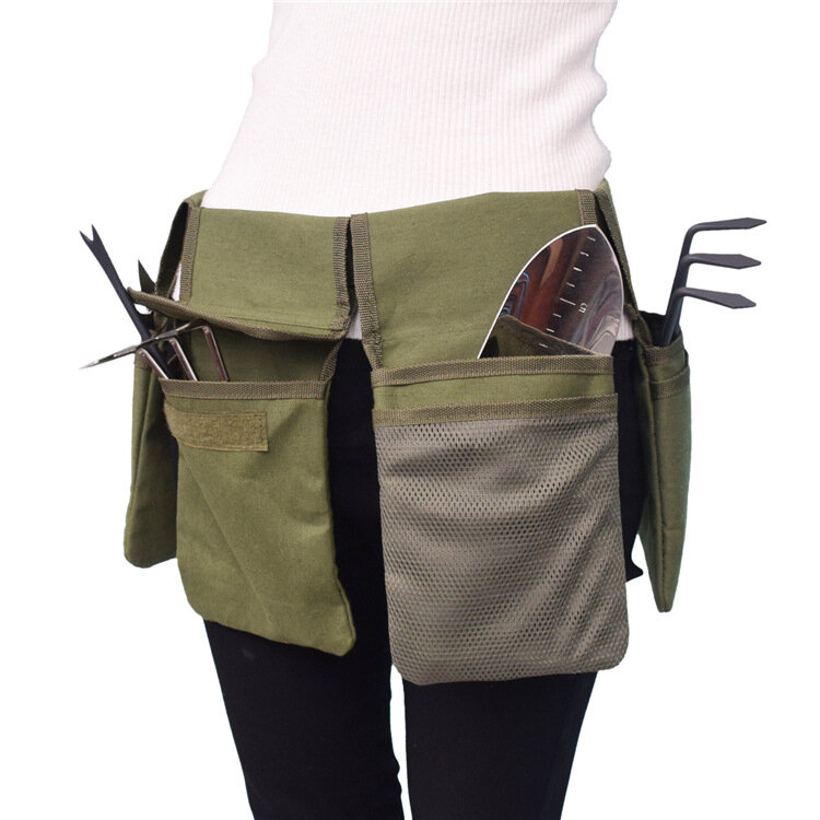 Sac à outils en toile de jardin, sac à ceinture 4 poches de rangement étanche Portable hommes femmes ciseaux durables tondeuse à gazon ménage