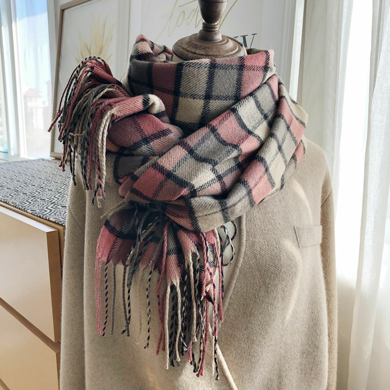 Bufandas a cuadros Harajuku BF para mujer, Colección moderna de invierno, cómoda y elegante, mantiene el calor diario, moda femenina Preppy Chic, 2021