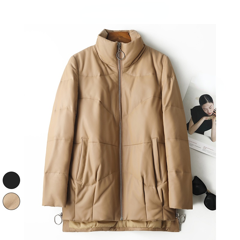 AYUNSUE – veste d'hiver en cuir véritable pour femme, manteau chaud mi-long en peau de mouton véritable, Sqq1227, 2021