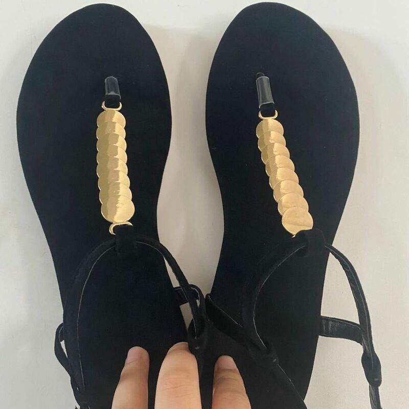 Сандалии-гладиаторы женские летние однотонные шлепанцы на плоской подошве сандалии с пряжкой пляжная обувь в римском стиле женские сандал...