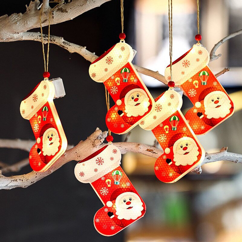 Christmas Lights LED Suction Cup Window Hanging Lamp Pendant Gifts For 2022 New Year Merry Christmas Festive Decoration Navidad