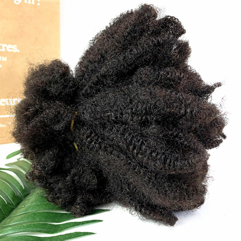 Afro Kinky Curly Lock Extensions de cheveux, Tressage de cheveux humains, Cheveux brésiliens en vrac pour tressage, Tresses au crochet noires naturelles, 4B 4C