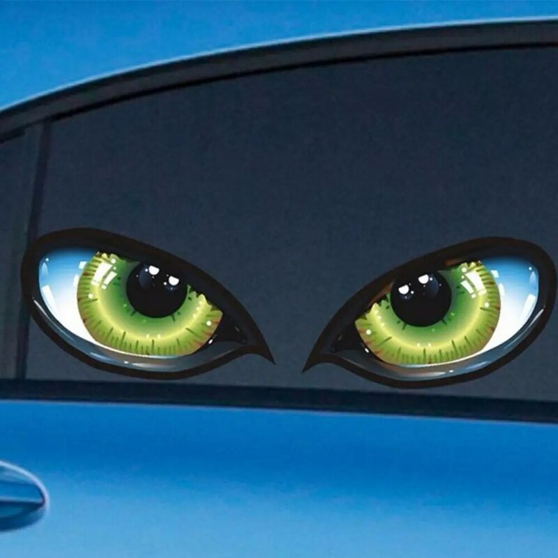 Pegatina de ojos de gato reflectante estéreo 3D para motocicleta, calcomanía de espejo retrovisor creativo para coche, pegatinas de decoración automática, 2 piezas