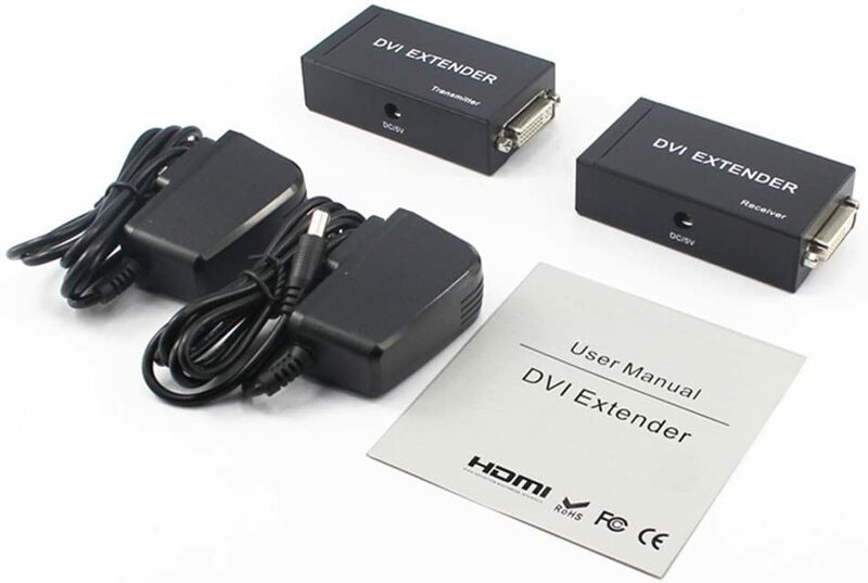 Extender DVI a RJ45 Extender amplificatore senza perdita 1080P 1080P compatibile con 1080P (fino a 60M, ricevitore trasmettitore) tramite Cat5e
