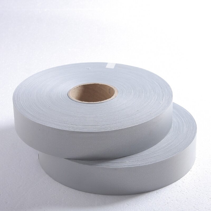 100% Polyester Helder Zilver Hoge Vatbaarheid Reflecterende Tape Naaien Op Kleding Tassen Schoenen 5Cm X 5 Meter