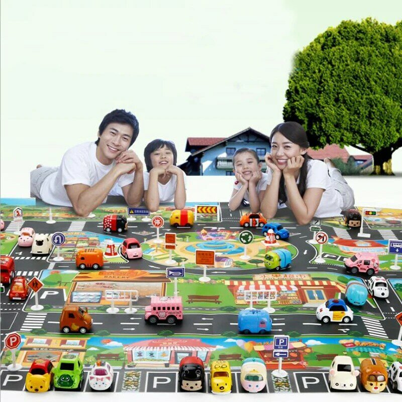 130*100CM Large City Traffic Car Park Play Mat Waterproof Non-woven Kids Car Playmat Toys for Children's Mat Boy Car