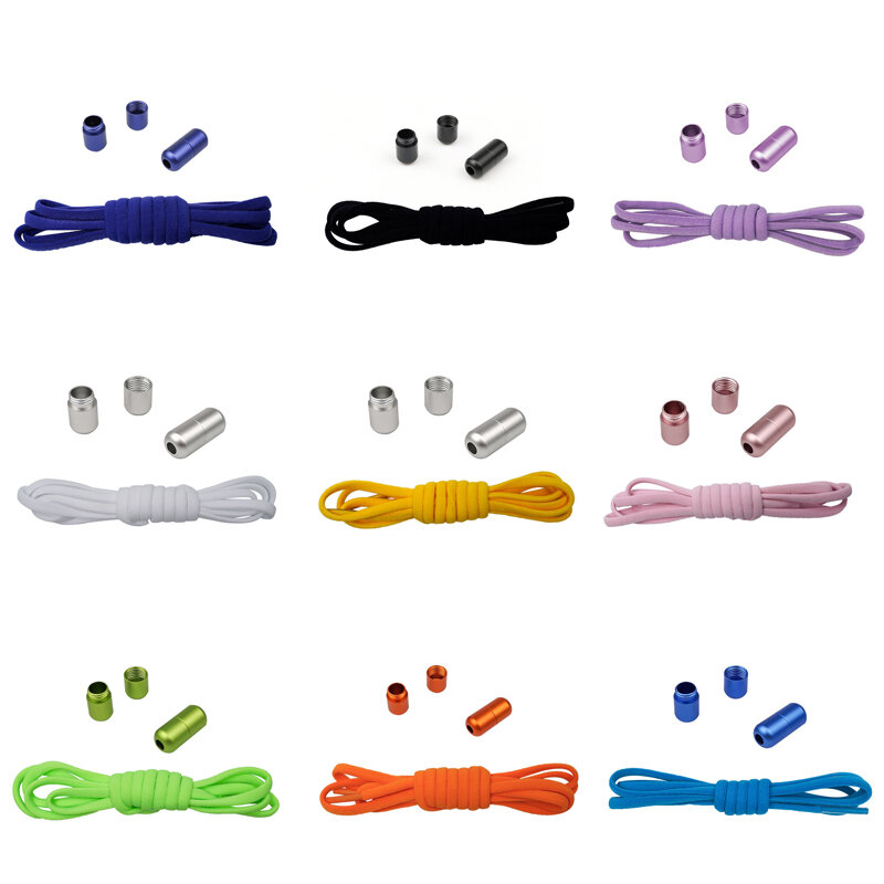 No Tie Round Elastic Shoelaces para crianças e adultos, Quick Shoelaces, Lazy Sneakers, Candy Color Shoestrings, 2pcs