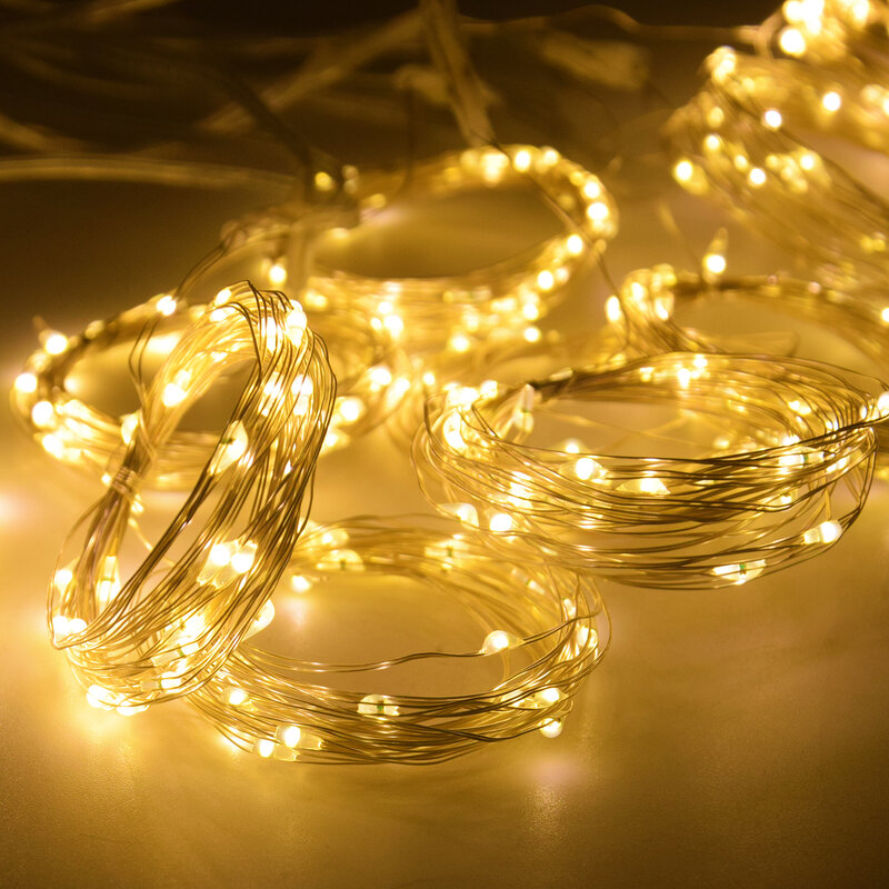 Liburan Natal Lampu Dekorasi LED Peri Kamar Tidur String Garland Pencahayaan Jarak Jauh Lampu Tirai dengan Remote Control