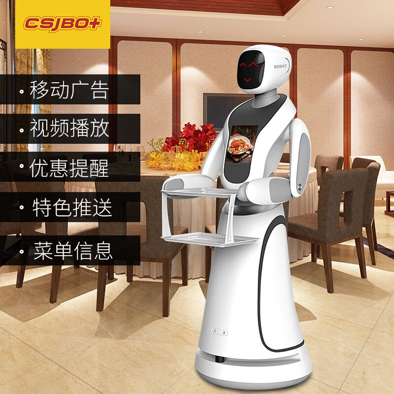 Restaurante entrega de alimentos robô inteligente serviço entrega de alimentos bem-vindo convidado trackless versão de comércio exterior pode falar inglês