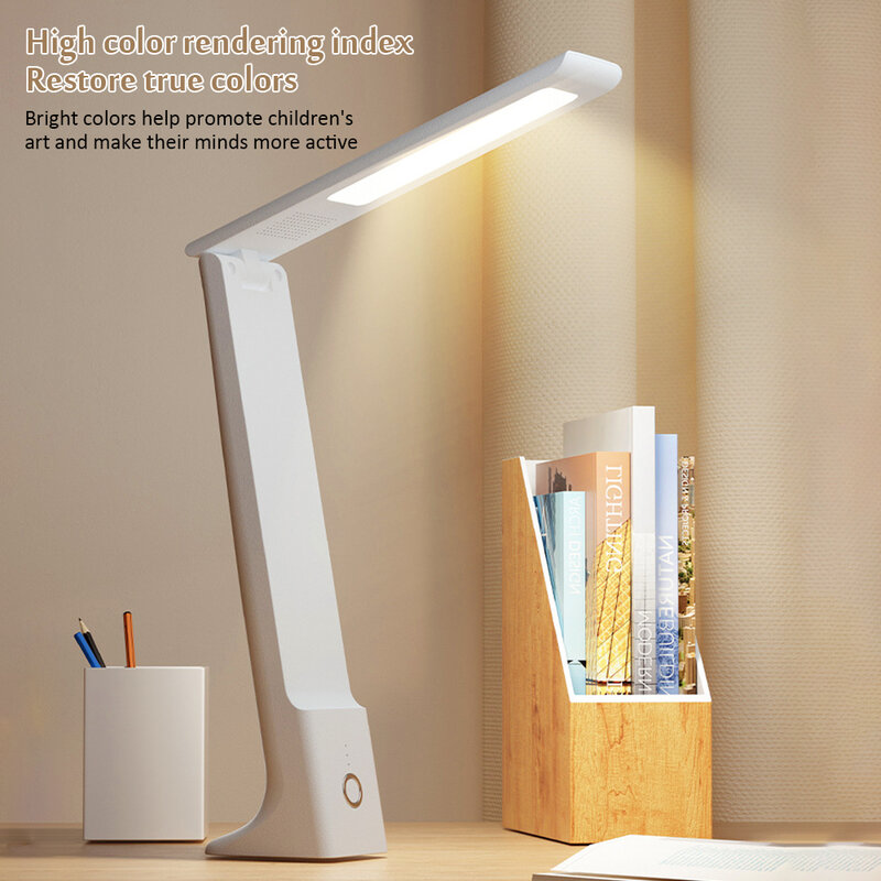 Led Desk Lamp 3 Color Stepless Dimmable Touch Foldable Table Lamp Bedside Reading Eye Protection Night Light  Chargeable Lights