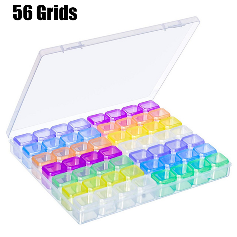 28/56/64 Cell Storage Box With Sticker Set Diamond Painting Accessories Organizer Case Container For Diamond Embroidery Tool