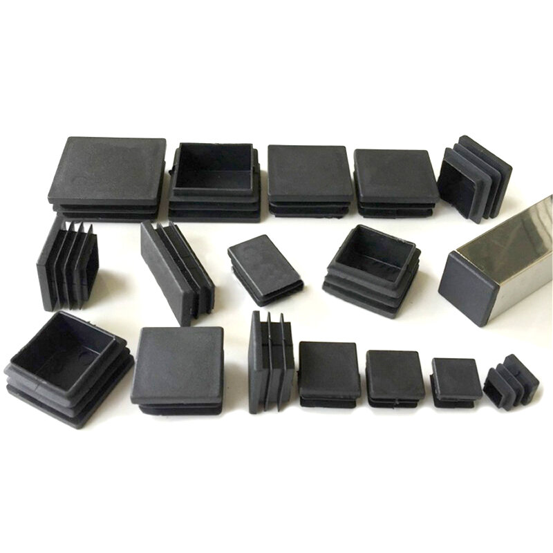 2/4/10ピース正方形プラスチックブラックブランキングエンドキャップチューブインサートプラグバング10x10〜100x100mm