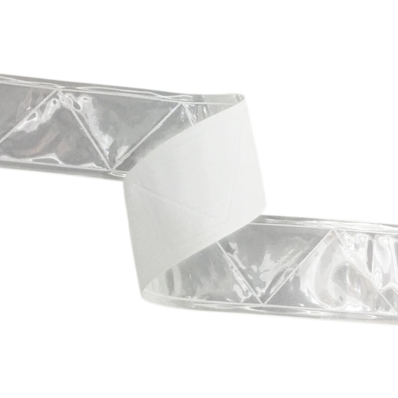 Pita PVC Reflektif 2.5CM Jahit Setrip Kristal Visibilitas Tinggi Putih Pada Setrip Pakaian DIY untuk Tas 10Meter
