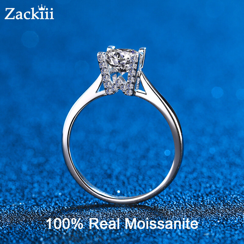 Banda de boda de moissanita Real para mujer, anillos de compromiso de diamante, joyería de boda de plata de ley, 100%