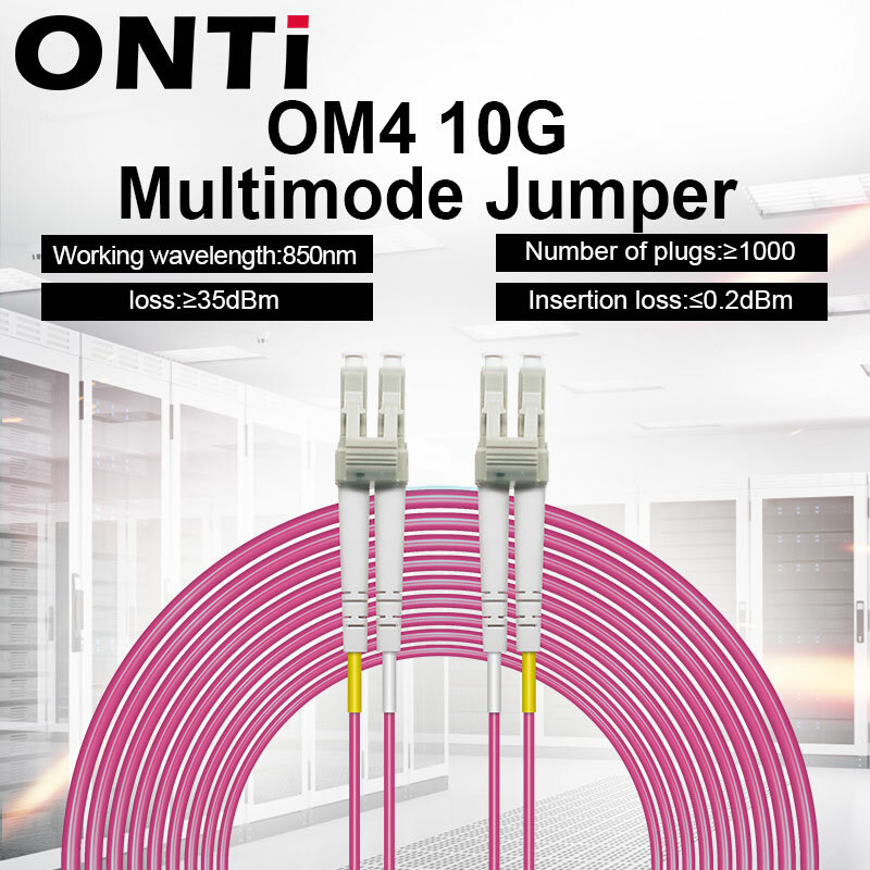 ONTi OM4 10 Gigabit Multimode Kabel Serat Optik 1-100M 50/125 2.00Mm 10/40/100Gbps 2 Core Jumper Serat Dupleks Kuncir