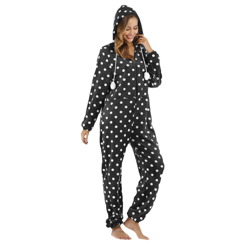 Pijama de franela con capucha para mujer, ropa de dormir informal, cómoda y suave, Mono para mantener el calor, novedad de otoño e invierno