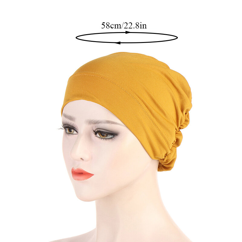 Muzułmanki chusta hidżab elastyczna gumka z powrotem Jersey Underscarf chusta na głowę Turban Bonnet islamski sweter kapelusz Turbante Cap Abaya