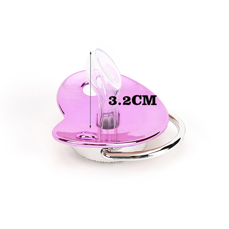Chupete morado metálico con cubierta, mordedor de silicona sin BPA, nombre de la letra inicial, regalos para Baby Shower