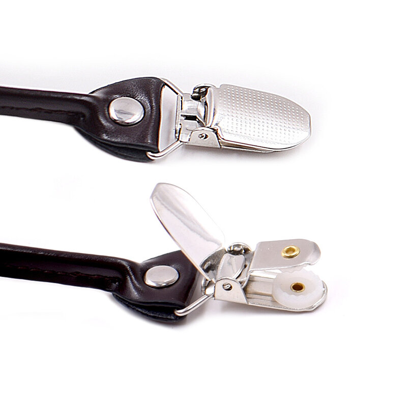 Tirantes Y liguero de aleación de cuero elástico para hombre, clips de sujeción de 6 clips para camisa, 3,5 cm, correa ajustable