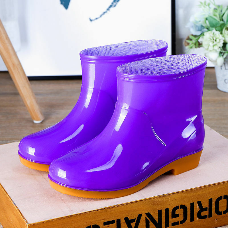 Moda feminina verão botas de chuva sapatos de água adulto cozinha lavagem de carro botas de chuva de borracha