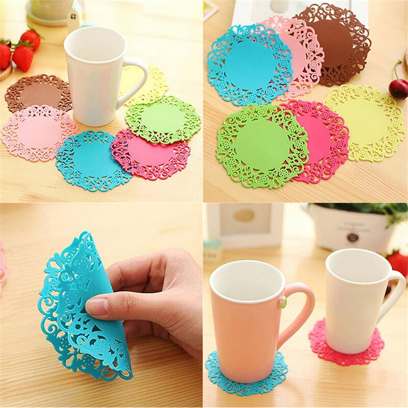 1Pcs Flower Shape Coaster Placement for Mugs Cup Hollow Insulation padsTable Decoration Office Supplies