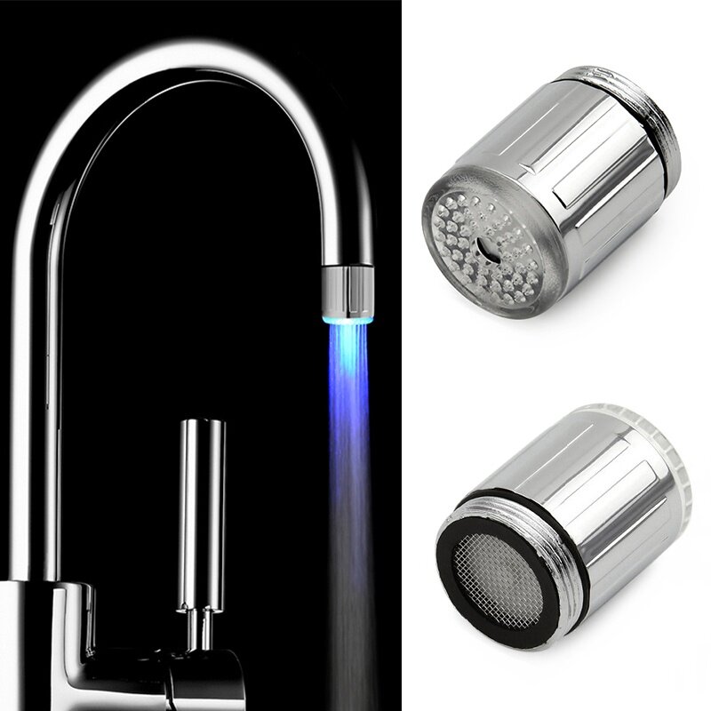 Creative Kitchen Bathroom Light-Up LED Faucet Colorful Changing Glow Nozzle Shower Head Water Tap Filter No Battery Suppys