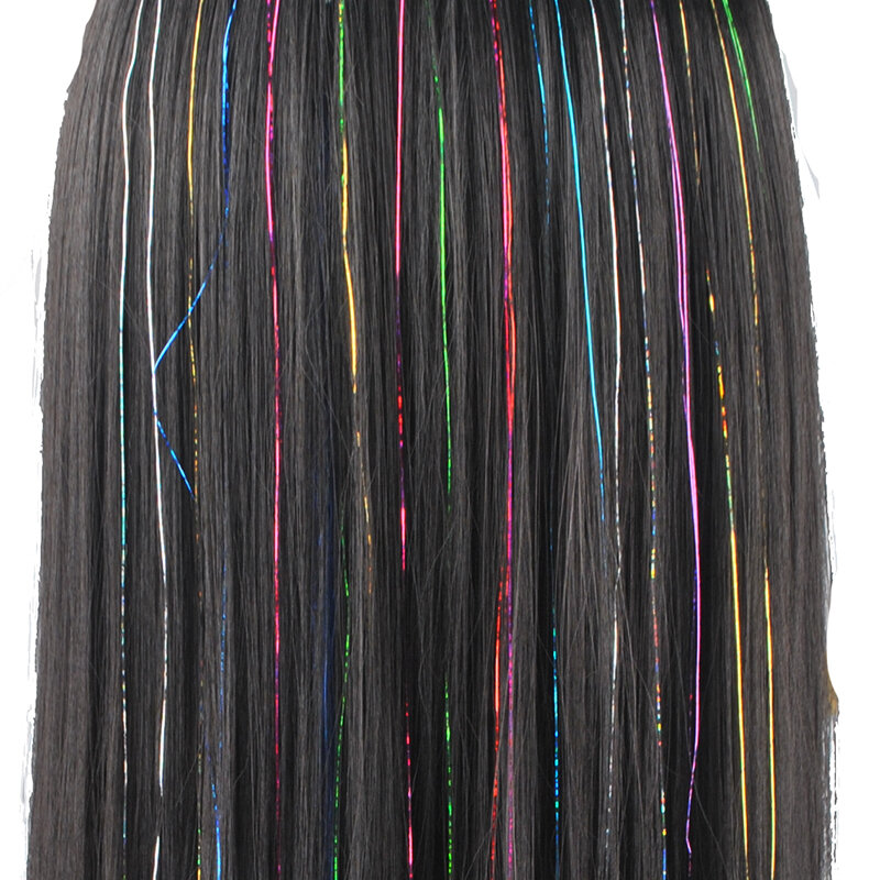 Oropel brillante para el cabello, accesorios para el cabello de colores arcoíris, extensiones de cabello para niñas