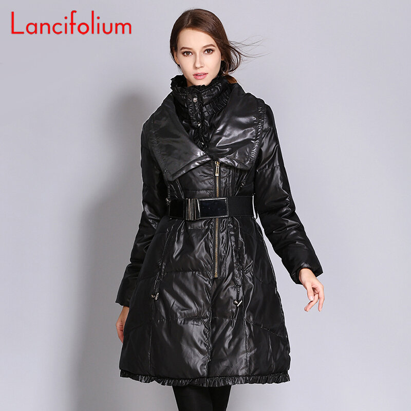 Зимнее длинное пальто для женщин 2020, модная Толстая теплая дутая куртка для женщин, зимняя одежда, черная элегантная парка, пальто с пузырьками, стеганая верхняя одежда