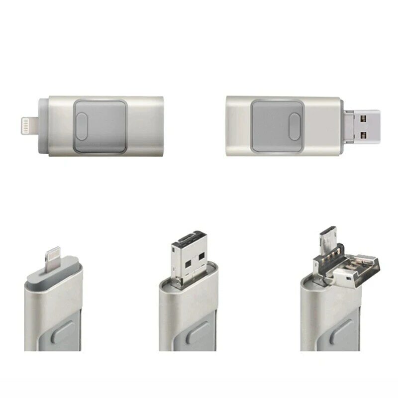 USB Flash Drive Kompatibel iPhone/IOS/Apple/iPad/Android & PC 128GB [3-In-1] Lightning OTG Jump Drive 3.0 USB Memory Stick