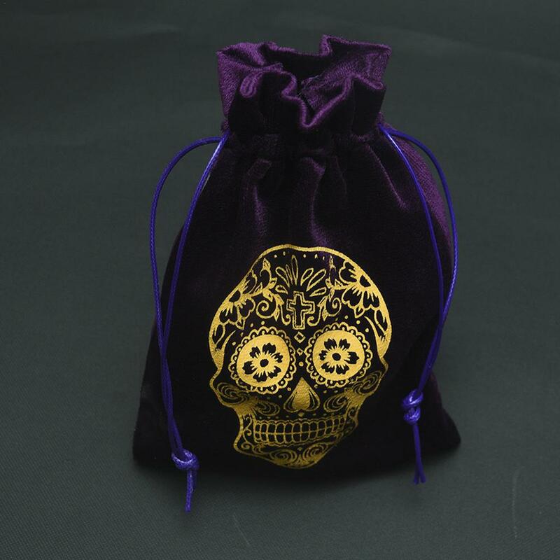Sac de rangement en velours crâne Phase Tarots, sac de rangement carte Oracle accessoire de Divination de sorcière