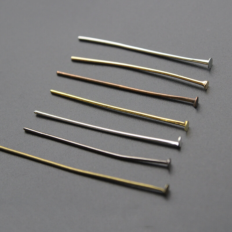200pcs 15 25 30 40 50 70mm Silver Gold Flat Head Pins Headpins For Jewelry Findings Making DIY Earrings Handmade Supplies
