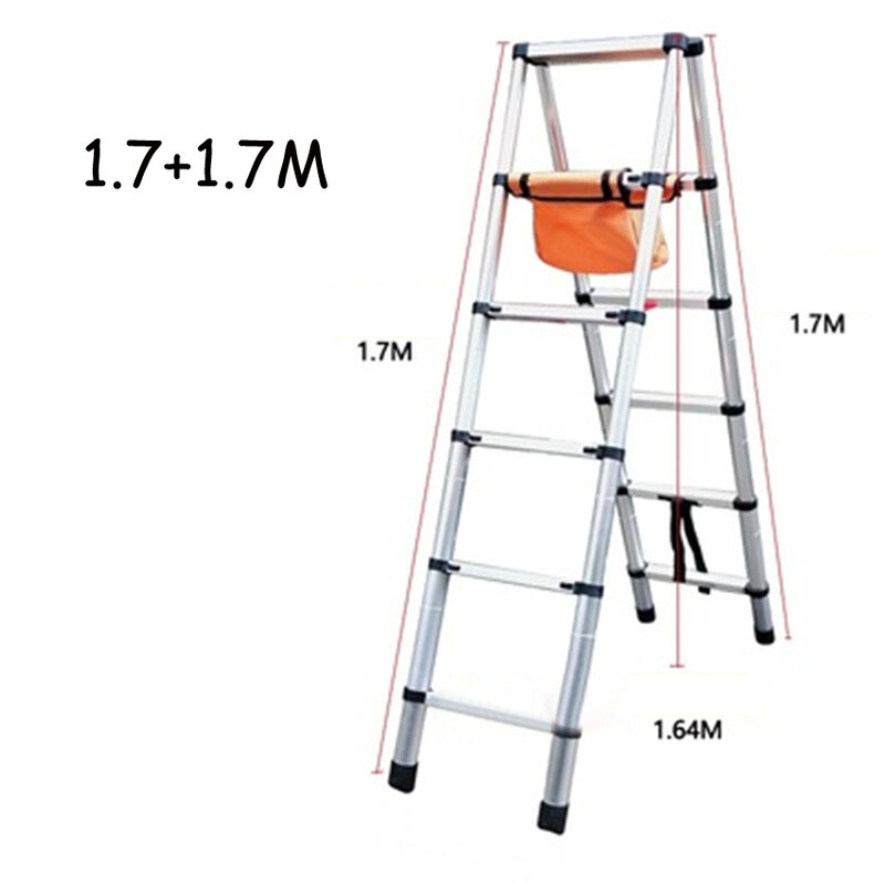 Thuis Visgraat Ladder Aluminium Verdikking Beloopbaar Techniek Ladder Huishouden Vouwen Telescopische Ladder (1.4M/1.7M)