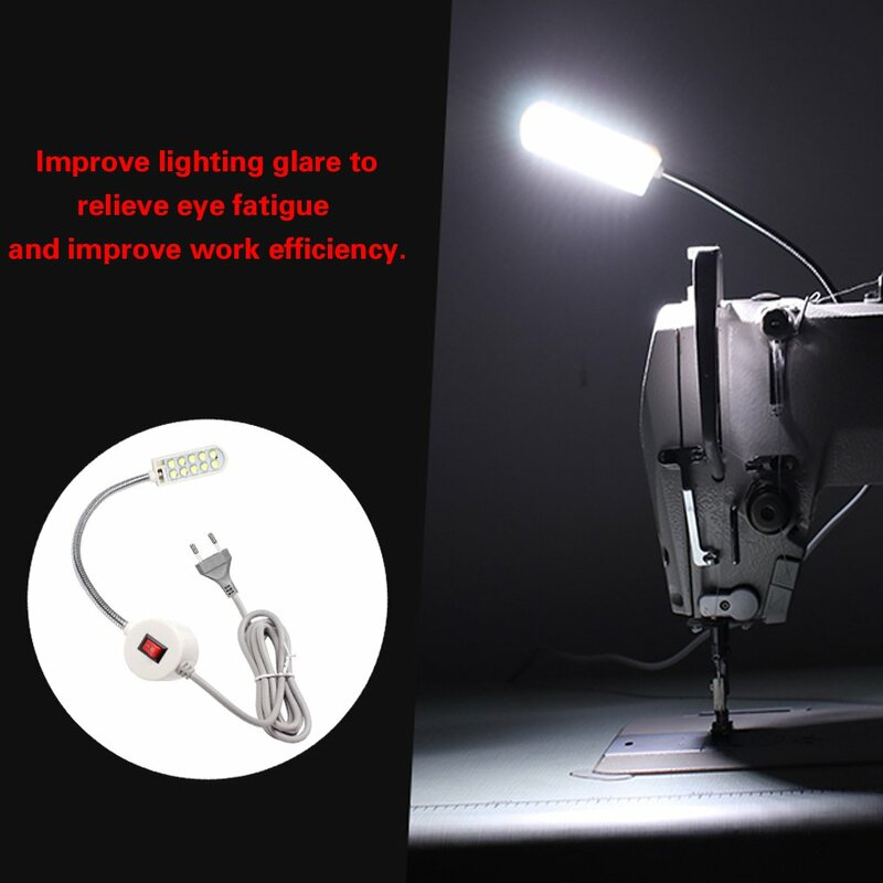 10LED Sewing Machine Light EU/US Plug 2W Magnetic Base Sewing Machine Lighting Lathes Drill Presses Workbenche Music Stand Light