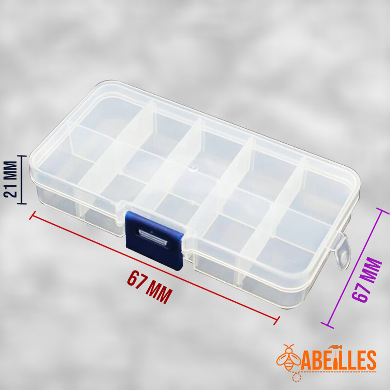 Kits de componentes electrónicos de plástico transparente, caja pequeña de almacenamiento de joyas, PP, 10 rejillas