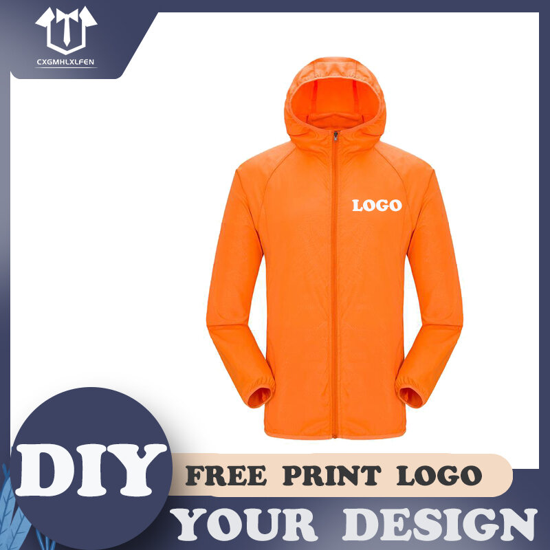 DIY LOGO Men Women Jacket Waterproof Quick Dry Camping Hunting Clothes Sun-Protective Outdoor Sports Coats Anti UV Windbreaker