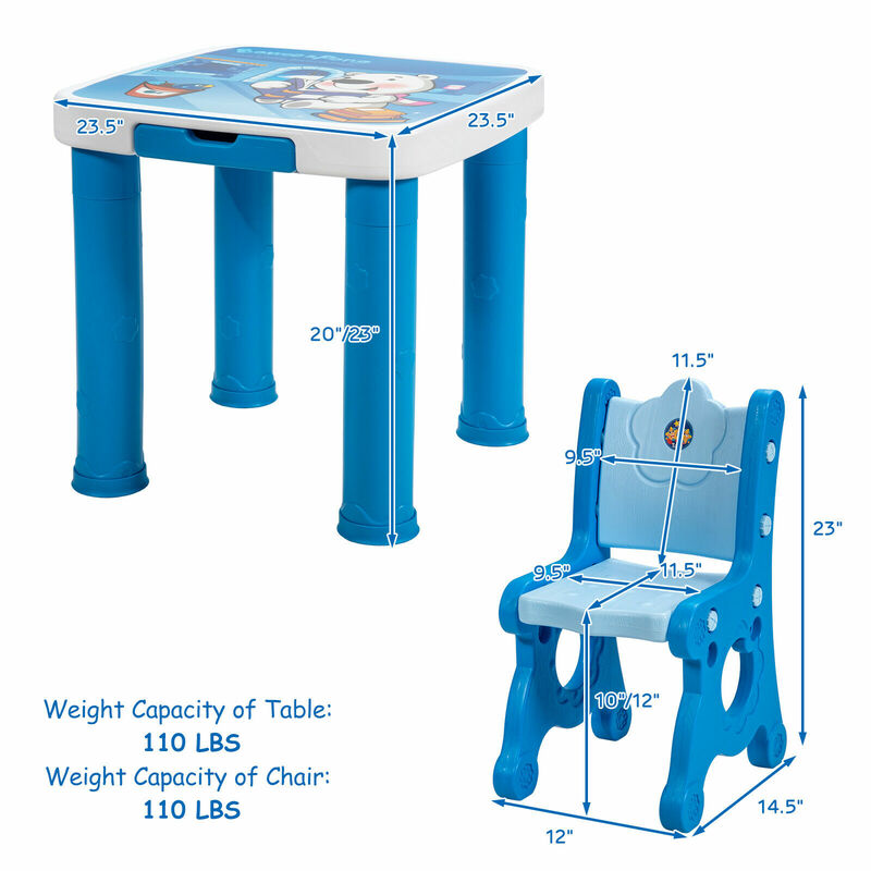 子供テーブル & 2椅子セット調整可能な活動再生デスクw/収納引き出し