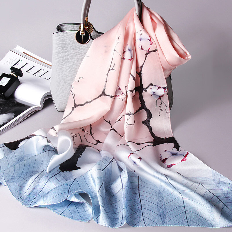 100% sciarpe di seta donna 2021 nuova sciarpa di seta reale Hangzhou avvolge regali per la madre stampato Echarpe lungo Foulard di seta naturale Femme