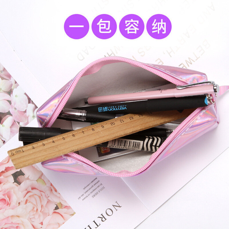 1 pz astuccio Kawaii Laser girl's heart is simple School Pencil Box Pencilcase Pencil Bag materiale scolastico articoli di cancelleria