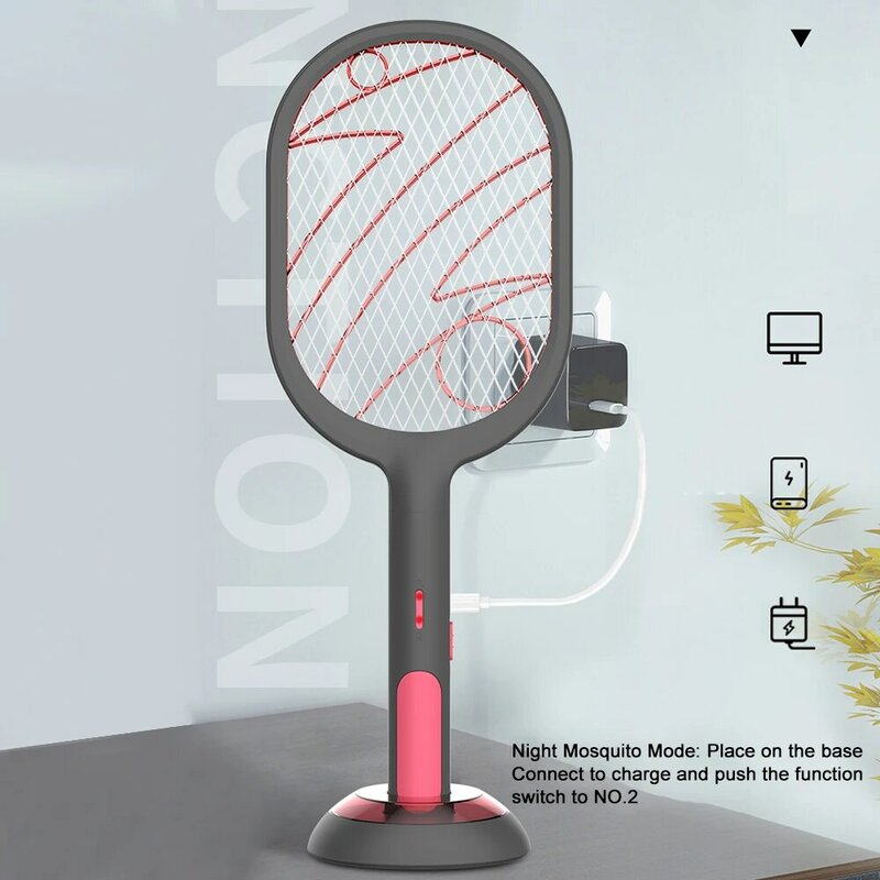 2020 New 3000V Electric Insect Racket Swatter Zapper USB 1200mAh Rechargeable Mosquito Swatter Kill Fly Bug Zapper Killer Trap