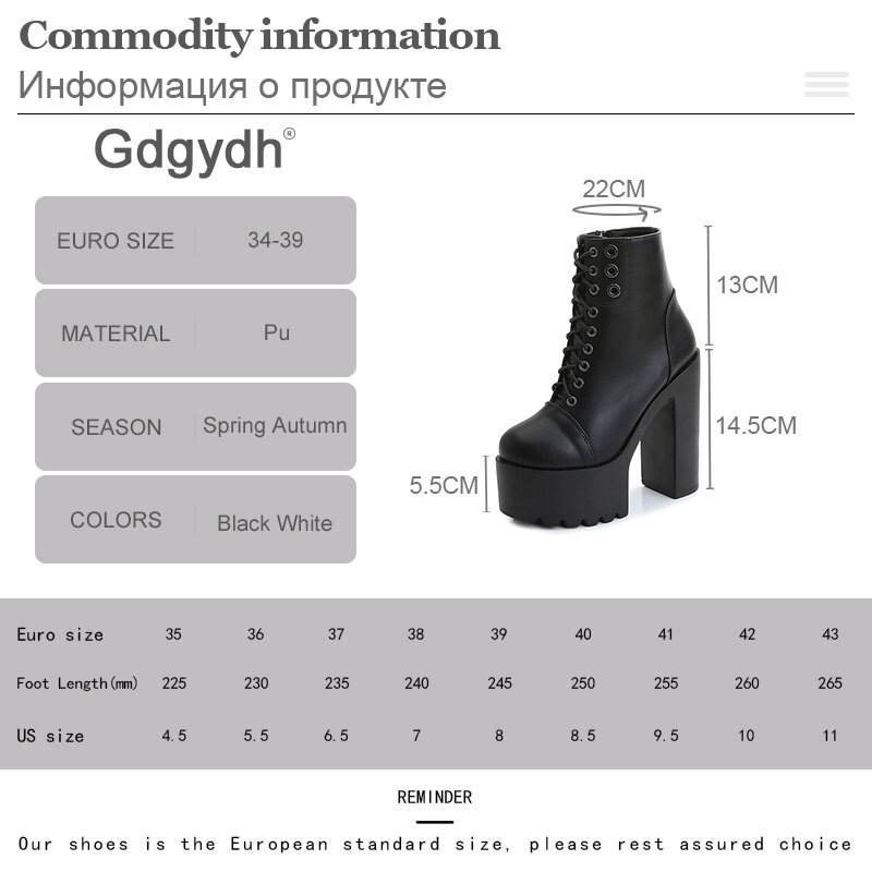 Gdgydh – bottines confortables pour femmes, chaussures de Performance sur scène à talons hauts, blanc, noir, gros talon, chaussures Cosplay pour femmes, fermeture éclair