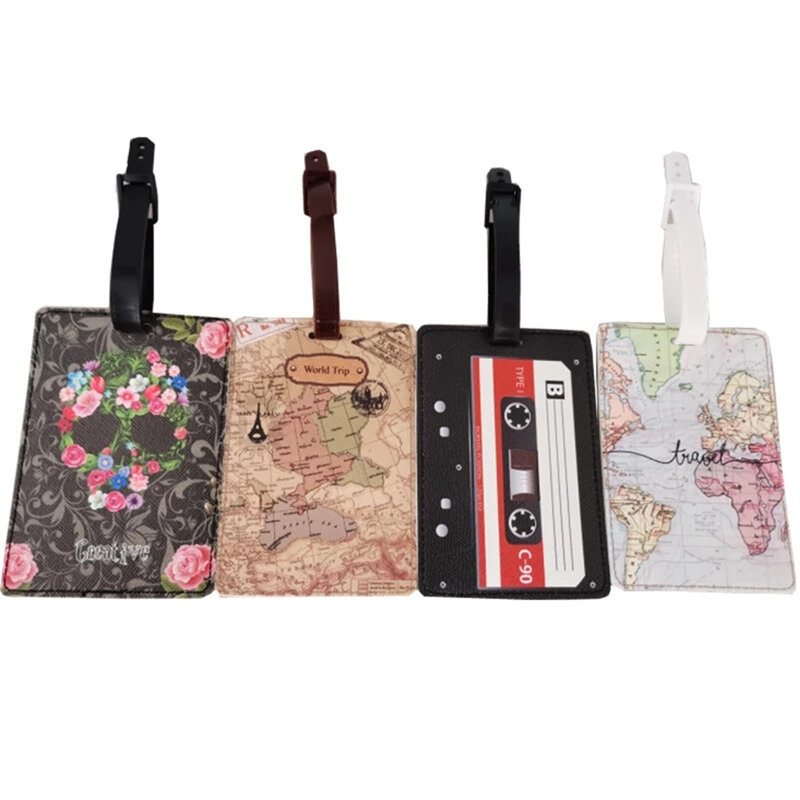 2021 Nieuwe Creative World Map Bagagelabel Reizen Accessoires Pu Koffer Id Adres Holder Bagage Boarding Tag Draagbare Label