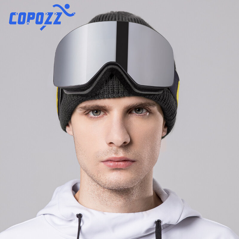 COPOZZ-브랜드 스키 고글 남녀 공용 더블 레이어 UV400, 큰 스노우 보드 고글, 스케이트 스키 스노우 보드 고글
