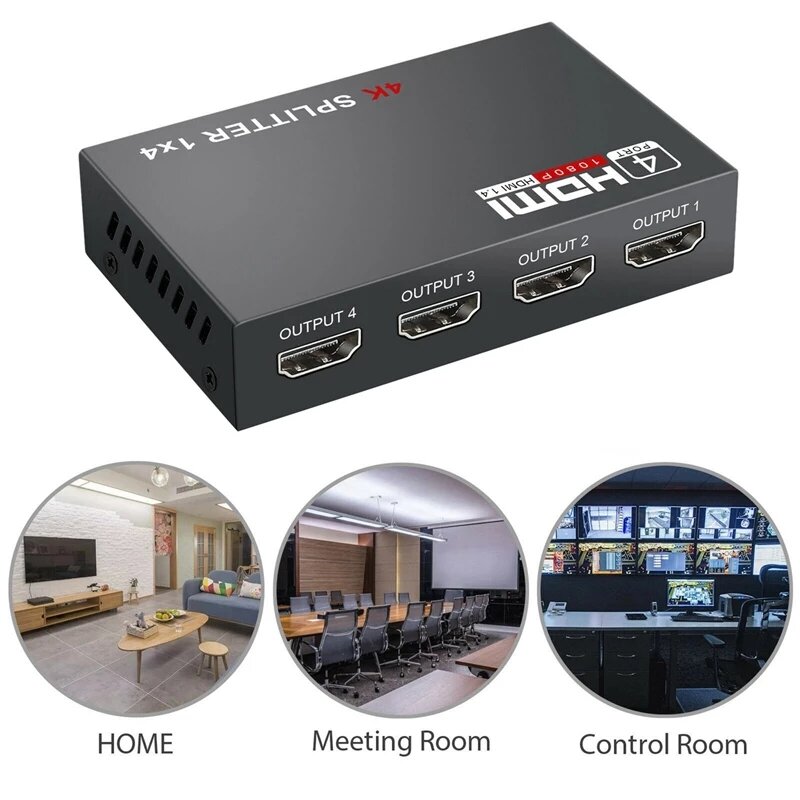 Divisor compatible con HDMI 1 en 4, amplificador convertidor de 1x4 HD-MI, 1,4, HDCP 4K, 1080P, pantalla Dual, para HDTV, DVD, PS3, Xbox