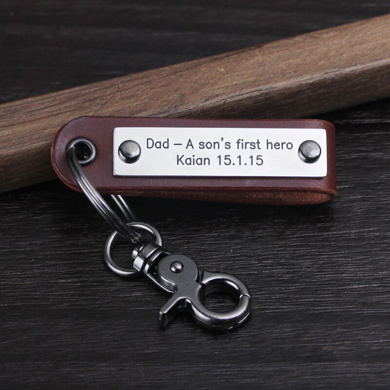 Porte-clés monogramme en cuir, porte-clés personnalisé, cadeau pour lui
