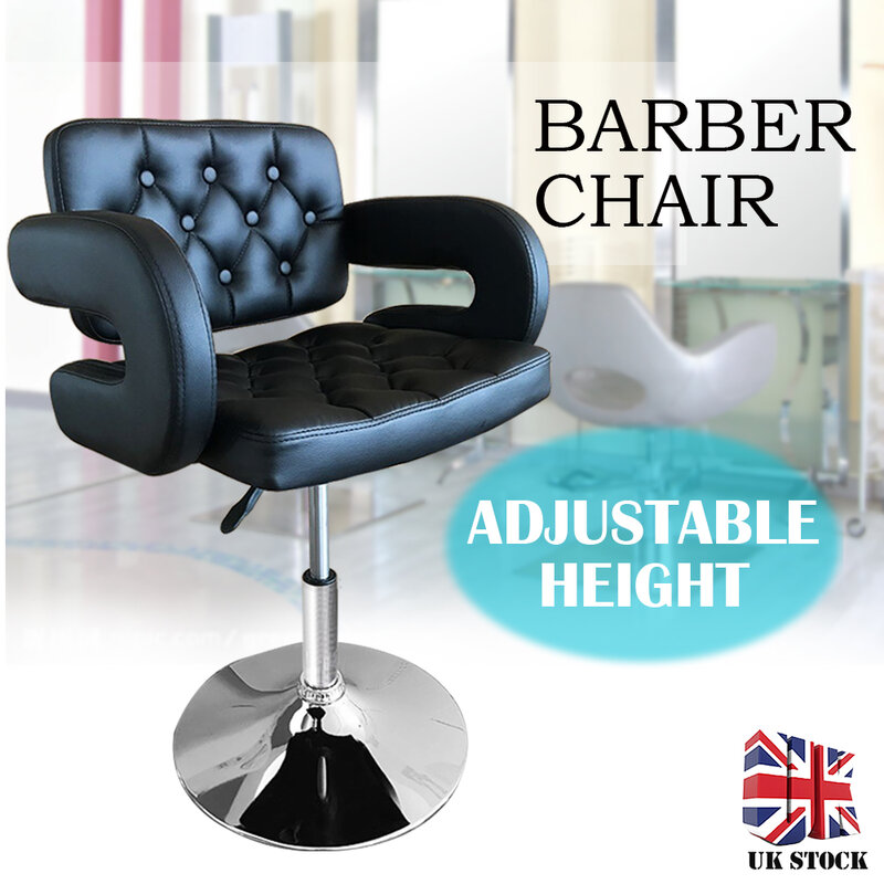 Nueva silla de barbero con mango de elevación sillas de peluquería blanco negro acolchado de cuero de lujo Silla de peluquería mobiliario de barbería